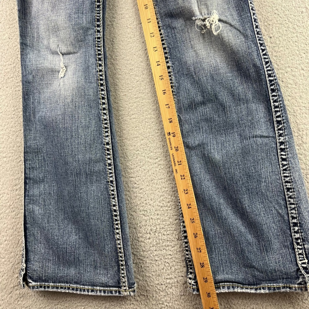 Silver Jeans Co Frances Low Rise Bootcut Distressed Medium Wash Jeans 27x31 - Picture 9 of 11